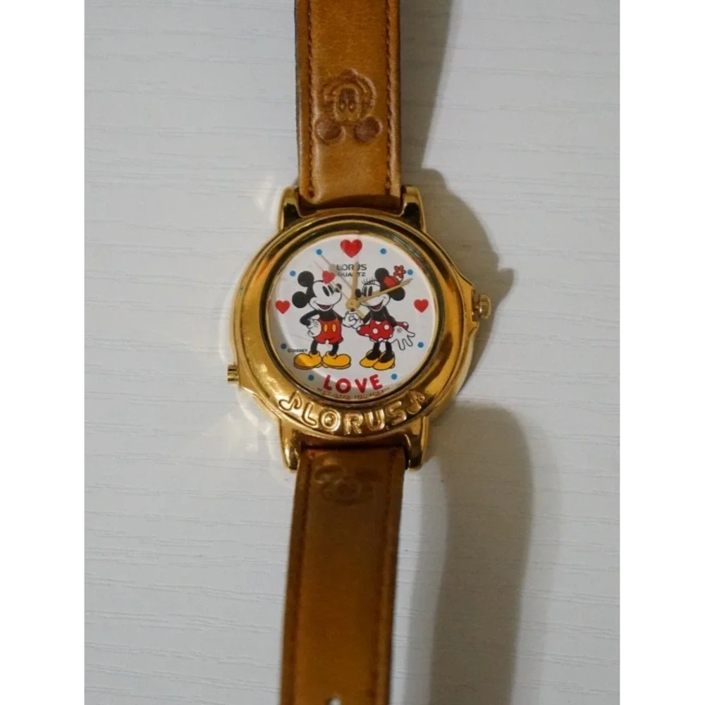 Vintage Japan LORUS Disney Musical Mickey & Minnie Love Watch Original Band‎